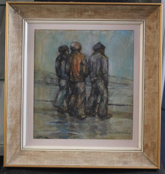 Kieran McGoran (1932-1990) Fisherman on the shore, 12 x 11in.